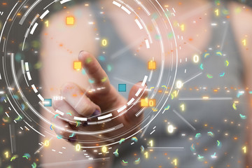 code data concept in hand digital 3d