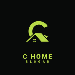 c home initial gold logo icon design