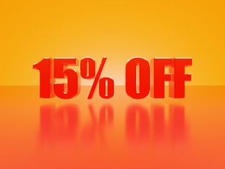 Poster - 15% off glossy text on hot orange background series, 3D render