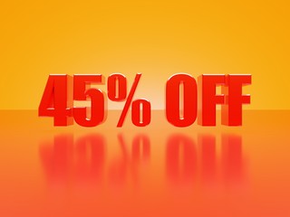 Poster - 45% off glossy text on hot orange background series, 3D render