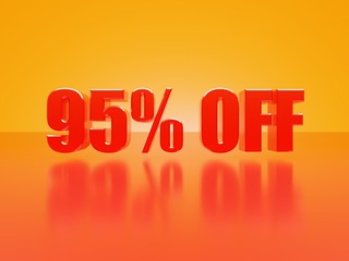 Poster - 95% off glossy text on hot orange background series, 3D render