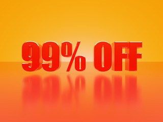 Poster - 99% off glossy text on hot orange background series, 3D render