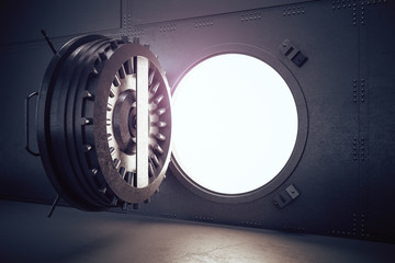 Poster - Metal bank safe with void inside.