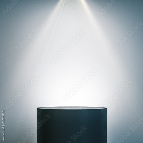 Fotomural Empty illuminated pedestal in interior with copy space.
