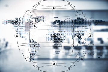 Poster - Global human resource and world map