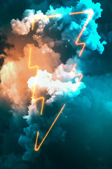 Poster - Color neon lightning with smoke
