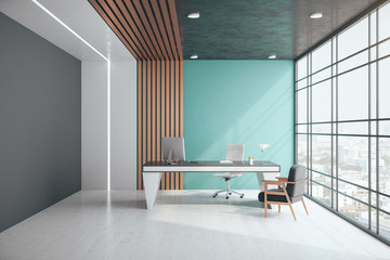 Contemporary office interior with city view