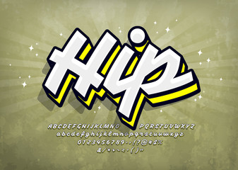 Fototapete - Graffiti Font with Highlight and Shadow. 3D Youth Typography Alphabet