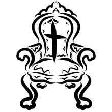 Christian Cross On The Throne, Black Pattern