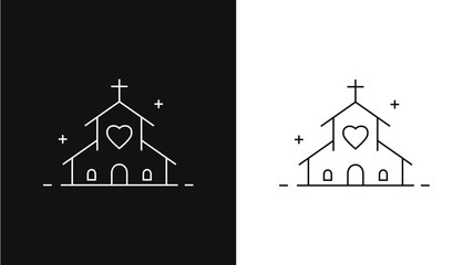 Church icons. Place of Christian congregation for worship. Vector illustration