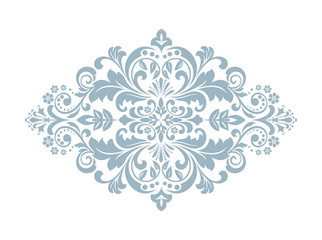 Damask graphic ornament. Floral design element. Blue vector pattern