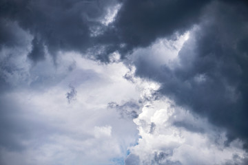 Wall Mural - terrible thunderclouds from the side of a plane. gloomy epic clouds. background image in a dark gray