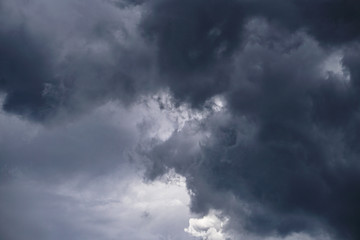 Wall Mural - terrible thunderclouds from the side of a plane. gloomy epic clouds. background image in a dark gray