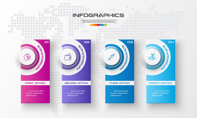 Wall Mural - Business infographics template 4 steps rectangle,Vector illustration.