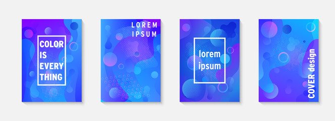 Fototapete - Modern brochure covers set, futuristic design. Abstract dynamic colored template minimal poster, flyer, hipster style, typography wallpaper. Fluid brochure design. Annual report, book cover template.