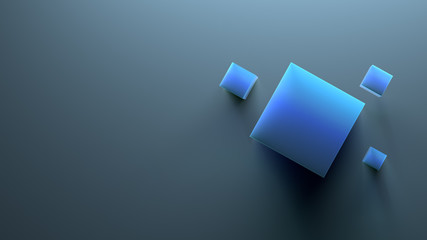 3d abstract background with blue element.  Cube shapes.