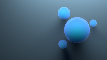 Poster - 3d abstract background with blue element. Four sphere