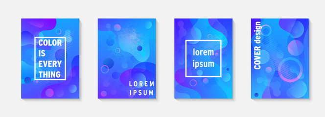 Fototapete - Modern brochure covers set, futuristic design. Abstract dynamic colored template minimal poster, flyer, hipster style, typography wallpaper. Fluid brochure design. Annual report, book cover template.