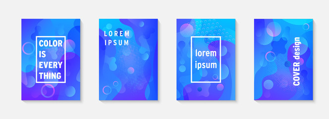 Fototapete - Modern brochure covers set, futuristic design. Abstract dynamic colored template minimal poster, flyer, hipster style, typography wallpaper. Fluid brochure design. Annual report, book cover template.