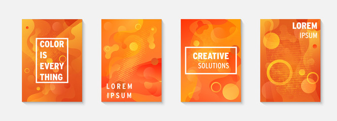 Leinwandbilder - Modern brochure covers set, futuristic design. Abstract dynamic colored template minimal poster, flyer, hipster style, typography wallpaper. Fluid brochure design. Annual report, book cover template.