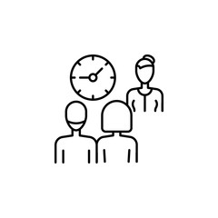 Poster - team, worker, time, watch icon. simple line, outline vector elements of teamwork for ui and ux, webs