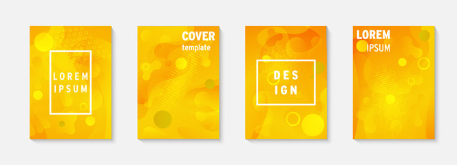 Fototapete - Modern brochure covers set, futuristic design. Abstract dynamic colored template minimal poster, flyer, hipster style, typography wallpaper. Fluid brochure design. Annual report, book cover template.
