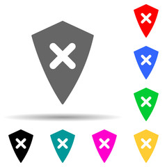 Poster - shield with a cross multi color style icon. Simple thin line, outline vector of web icons for ui and ux, website or mobile application