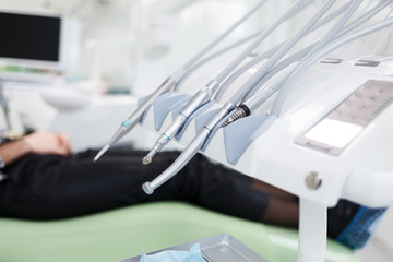 Modern dental drills in the dentist's office