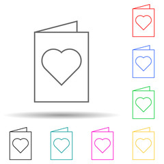 Poster - card with heart multi color style icon. Simple thin line, outline vector of web icons for ui and ux, website or mobile application