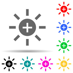 Poster - sun with a plus multi color style icon. Simple thin line, outline vector of web icons for ui and ux, website or mobile application