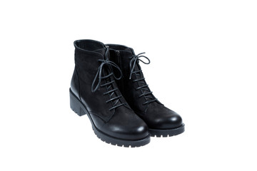 Wall Mural - Black ladies boots, on a white background