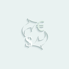 Poster - paper Exchange money icon. Exchange of euro and dollar currency. euro icon. Yen  dollar . vector