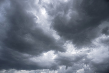 Wall Mural - terrible thunderclouds from the side of a plane. gloomy epic clouds. background image in a dark gray