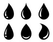 black abstract glossy drop icons set silhouette