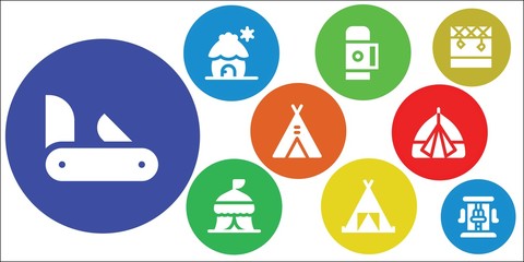 Wall Mural - Modern Simple Set of tent Vector filled Icons