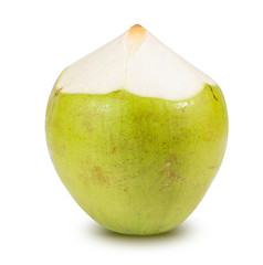 Fresh Organic Coconut Water with coconuts.Drink coconut water on a white background clipping path.