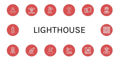 Wall Mural - lighthouse icon set