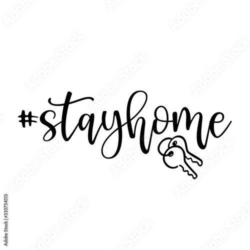 Dekoracja na wymiar  stayhome-zostan-w-domu-plakat-typografii-z-napisami-i-kluczami-na-czas-kwarantanny