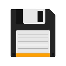 Floppy Data Storage Diskette Icon Isolated On White Background, Vector Illustration