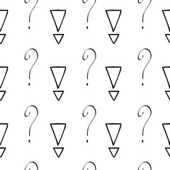 Poster - Question marks and exclamation mark seamless pattern. Vector sketch question marks and exclamation mark background