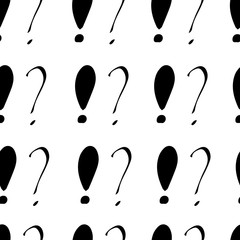 Poster - Question marks and exclamation mark seamless pattern. Vector sketch question marks and exclamation mark background