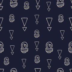 Poster - Exclamation mark and light bulb seamless pattern on white background. Hand drawn vector elements.Vector sketch question marks background