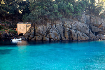 Wall Mural - San Fruttuoso (GE), Italy - June 01, 2017: San Fruttuoso bay, Genova, Liguria, Italy