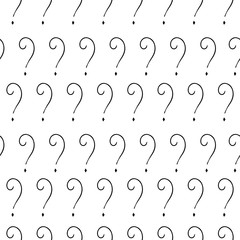 Fototapete - Question mark vector seamless pattern. Hand drawn sketch. FAQ button. Asking questions. Ask for help