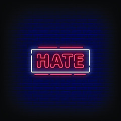 Wall Mural - Hate Neon Signs Style Text Vector
