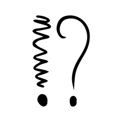 Fototapete - Vector illustration Hand drawn question mark and exclamation point. Question mark and exclamation point isolated on white.
