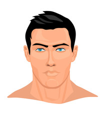 Portrait of strong man. Vector illustration.