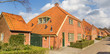 Panorama of historic farm houses in the Oosterpark neighbourhood of Groningen, Netherlands