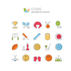 Poster - Set Vector Line Icons of Sport.