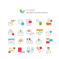 Wall Mural - set vector line icons of online advertising